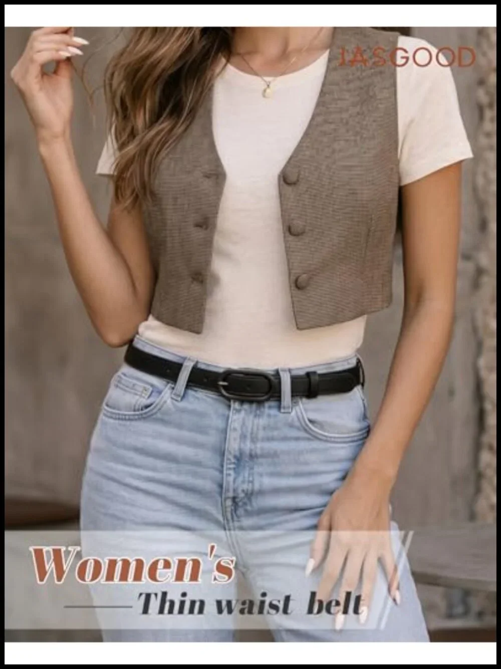 Women Skinny PU Leather Belt Oval Pin Buckle 0.7